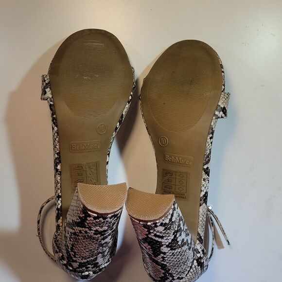 BELLA MARIE SHIRLEY PYTHON ANIMAL PRINT DESIGN BLOCK OPEN TOE ANKLE STRAP SANDAL - Picture 10 of 15